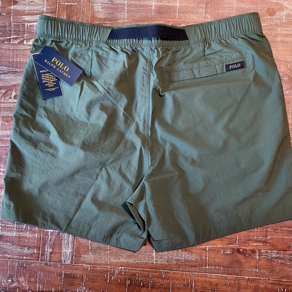 Polo Ralph Lauren NWT's Slide-Belted Elastic Waist Straight Leg Shorts Green XL - Picture 5 of 7